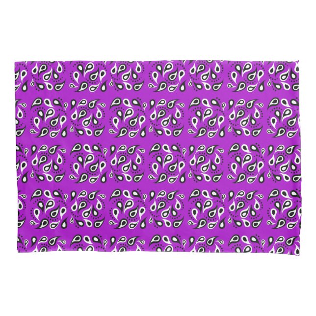 Paisley decorative pattern on purple pillowcase (Front)