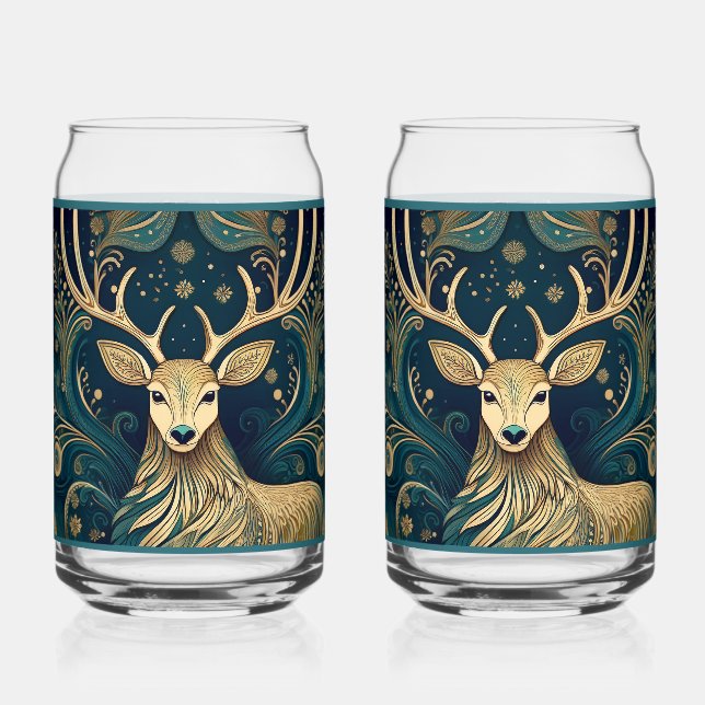 Paisley Deer Can Glass (Front)