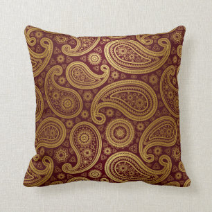Paisley Deluxe   burgundy gold Cushion