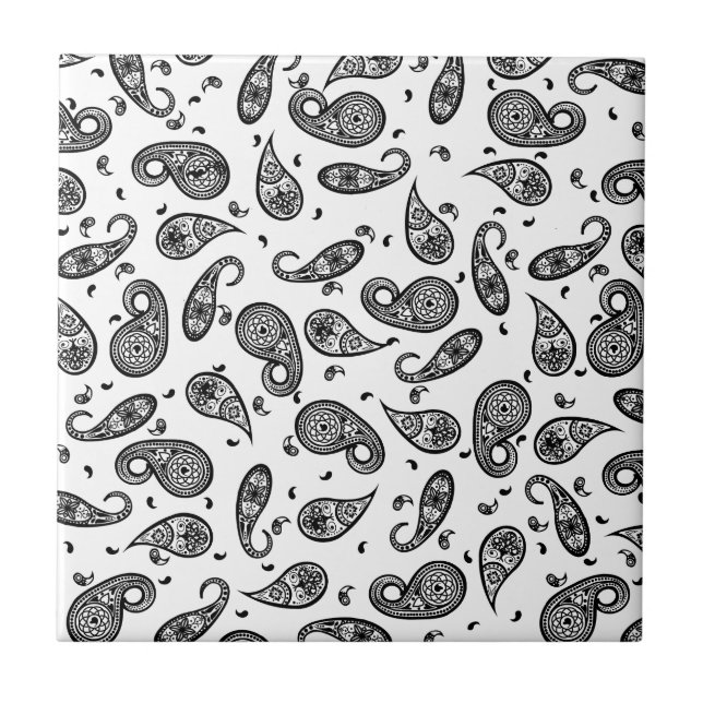 Paisley Design Customise colour background & Text Tile (Front)