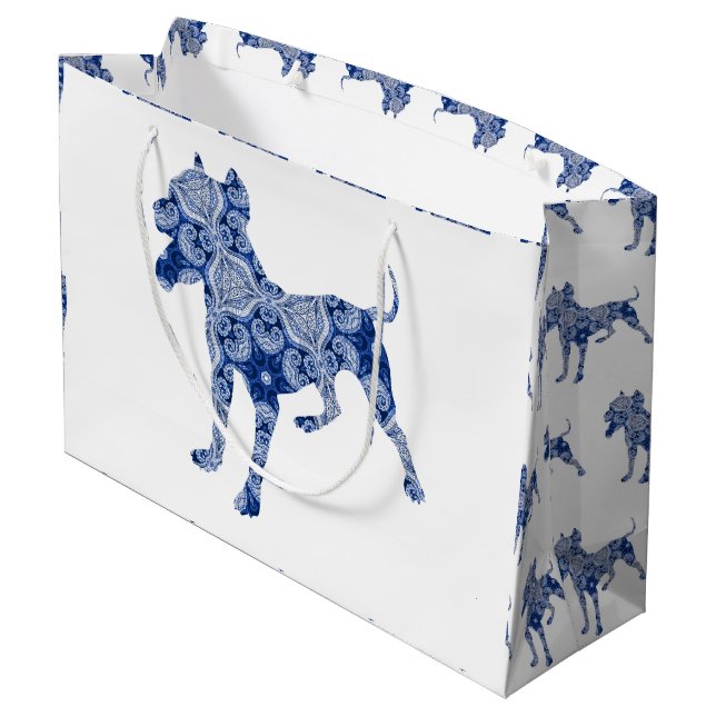 Paisley Dog No. 1 | Blue Gift Bag (Back Angled)
