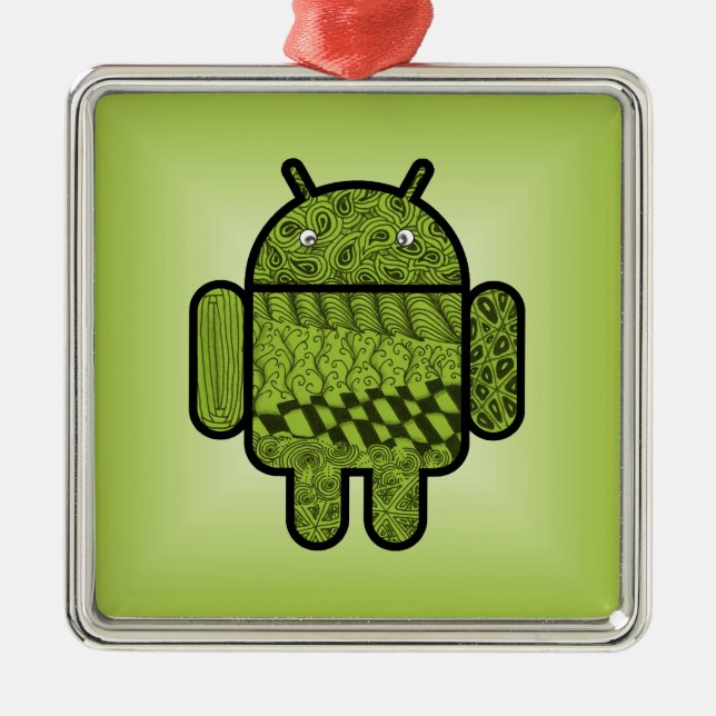 Paisley Doodle Character for Android™ Metal Tree Decoration (Front)