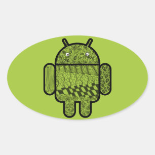 Paisley Doodle Character for the Android™ robot Oval Sticker