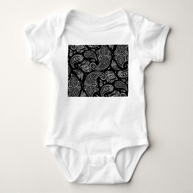 Paisley elegance: seamless ethnic pattern. baby bodysuit (Front)