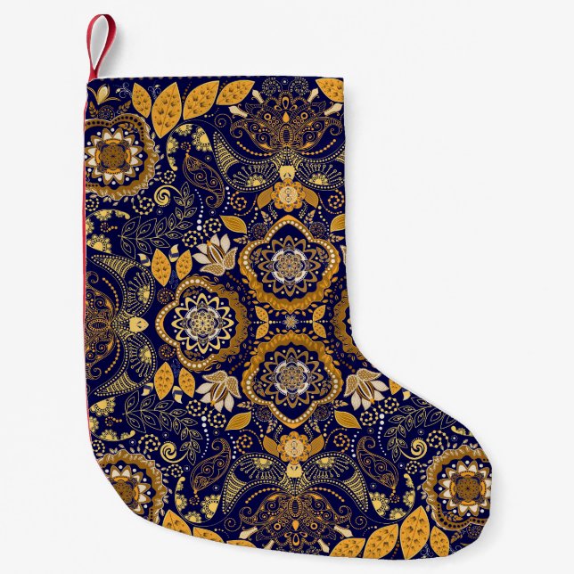 Paisley Elegance: Textile Design Pattern Small Christmas Stocking (Front)