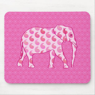 Paisley elephant - ice pink and fuchsia mouse pad
