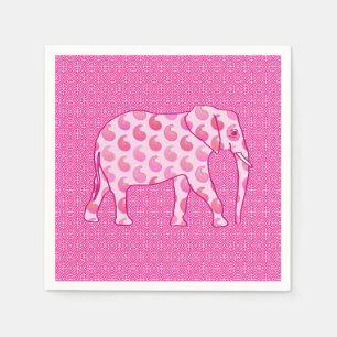 Paisley elephant - ice pink and fuchsia napkin