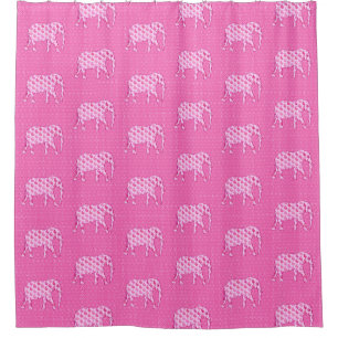 Paisley Elephant, Ice Pink and Fuchsia Shower Curtain