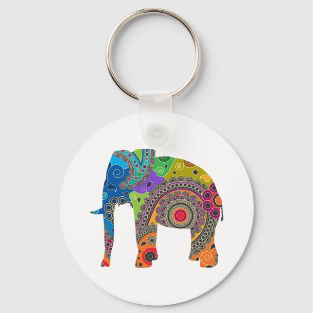 Paisley Elephant Keyring (Front)