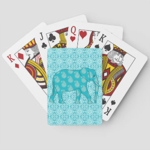 Paisley elephant - turquoise and aqua playing cards