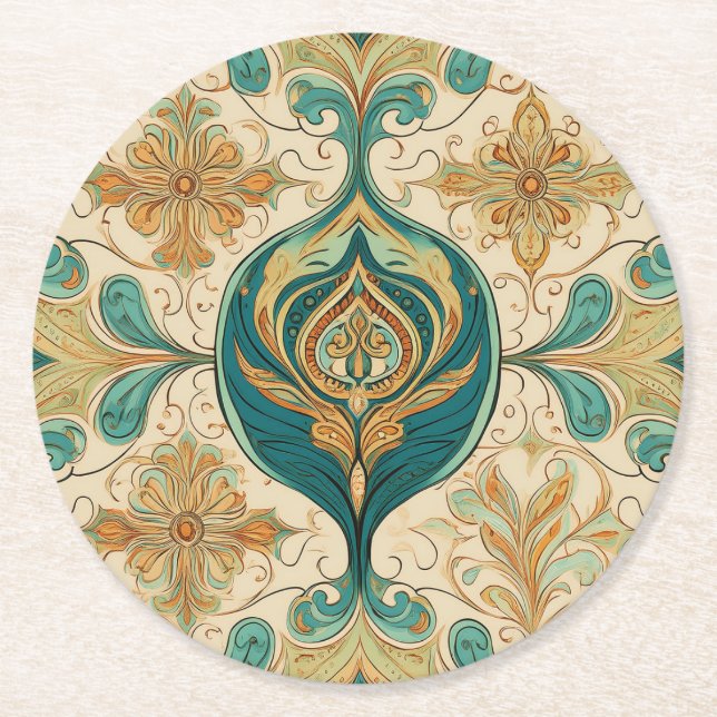 Paisley Emerald Coaster (Front)