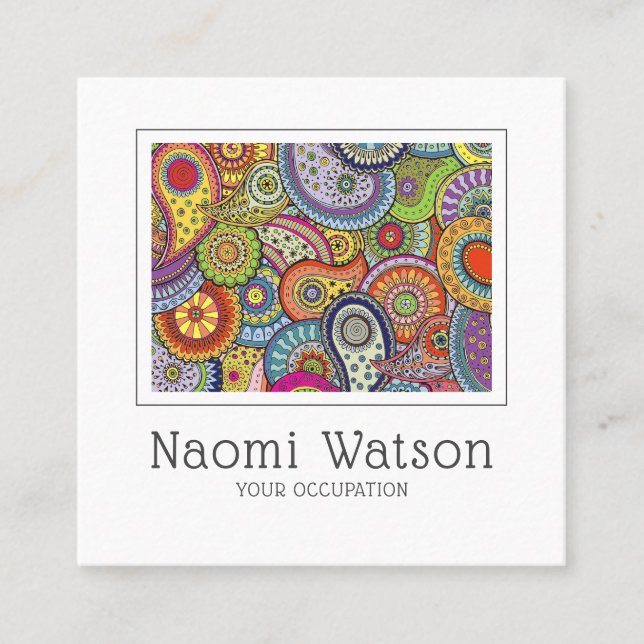 Paisley Fabric Textile Pattern Crafts Sewing  Square Business Card (Front)