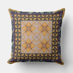 Paisley   Fall Colours   Faux Quilted Square Cushion