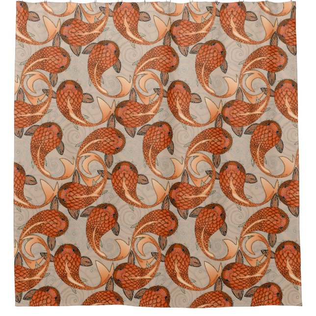 paisley fish bisque shower curtain (Front)