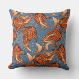 paisley fish denim cushion