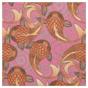 paisley fish pink fabric
