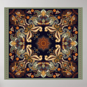 Paisley Floral: Batik Shawl Elegance. Poster