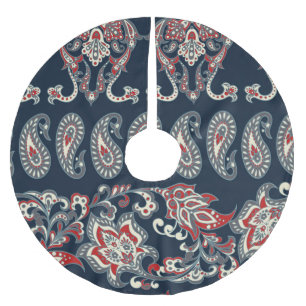 Paisley floral, damask vintage pattern. brushed polyester tree skirt