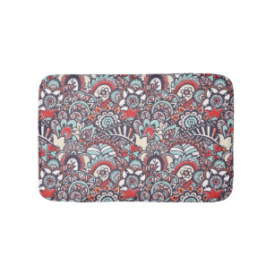 Paisley Floral Doodle Pattern Bath Mat