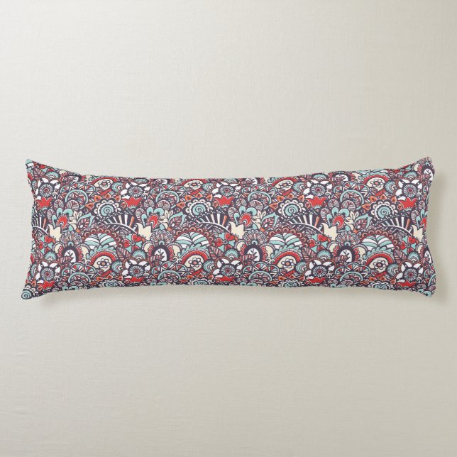Paisley Floral Doodle Pattern Body Cushion (Front)
