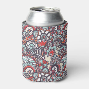 Paisley Floral Doodle Pattern Can Cooler