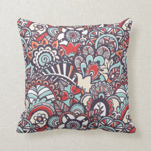 Paisley Floral Doodle Pattern Cushion