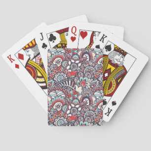 Paisley Floral Doodle Pattern Playing Cards