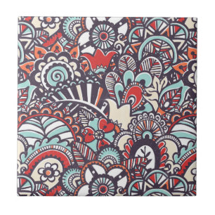 Paisley Floral Doodle Pattern Tile