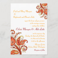 Paisley Floral Gold Red Orange Indian Wedding