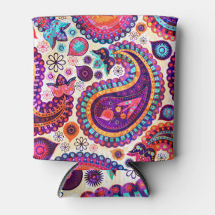 Paisley Floral Indian Seamless Ornament Can Cooler