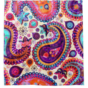 Paisley Floral Indian Seamless Ornament Shower Curtain