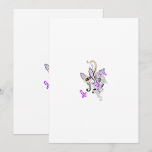 Paisley Floral Motif – Boho White Purple Orange Thank You Card