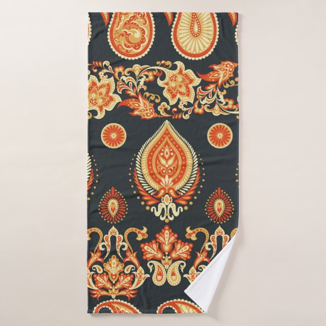 Paisley Floral oriental ethnic Pattern. Seamless A Bath Towel (Bath Towel)