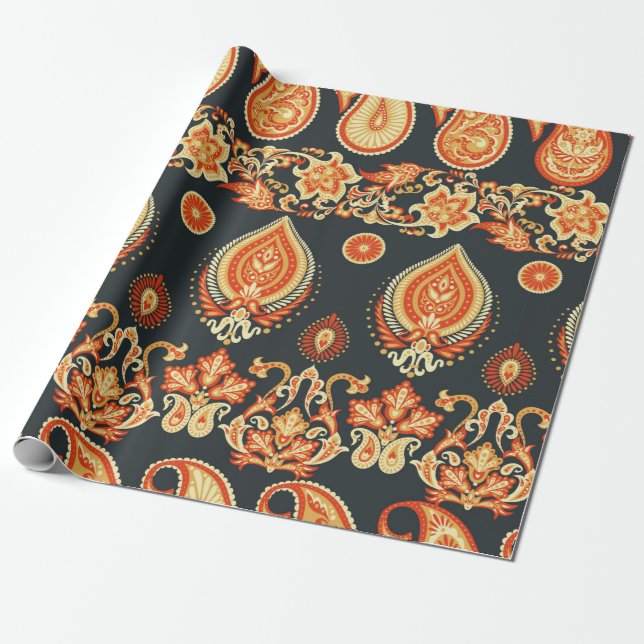 Paisley Floral oriental ethnic Pattern. Seamless A Wrapping Paper (Unrolled)