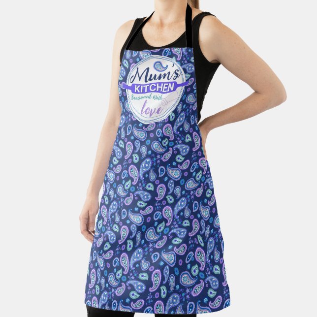 Paisley Floral Pattern - Blue Apron (Insitu)