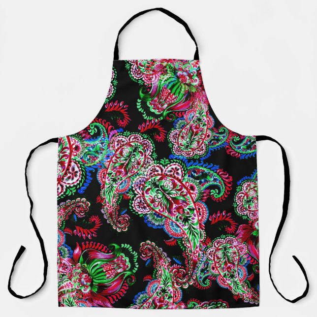 Paisley Floral Pattern, Ethnic Background. Apron (Front)