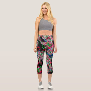Paisley Floral Pattern, Ethnic Background. Capri Leggings