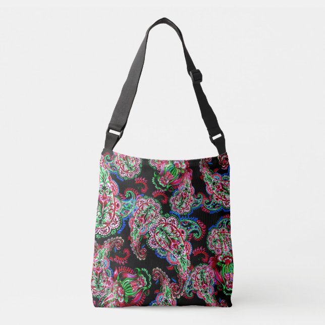 Paisley Floral Pattern, Ethnic Background. Crossbody Bag (Front)