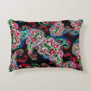 Paisley Floral Pattern, Ethnic Background. Decorative Cushion