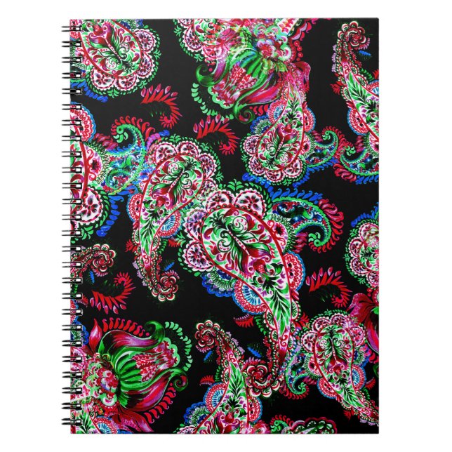 Paisley Floral Pattern, Ethnic Background. Notebook (Front)