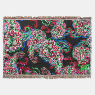 Paisley Floral Pattern, Ethnic Background. Throw Blanket