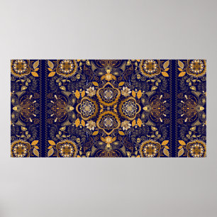 Paisley floral pattern poster