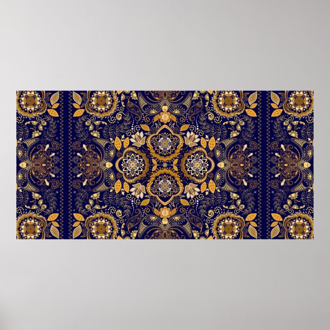 Paisley floral pattern poster (Front)