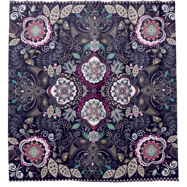 Paisley floral pattern shower curtain (Front)