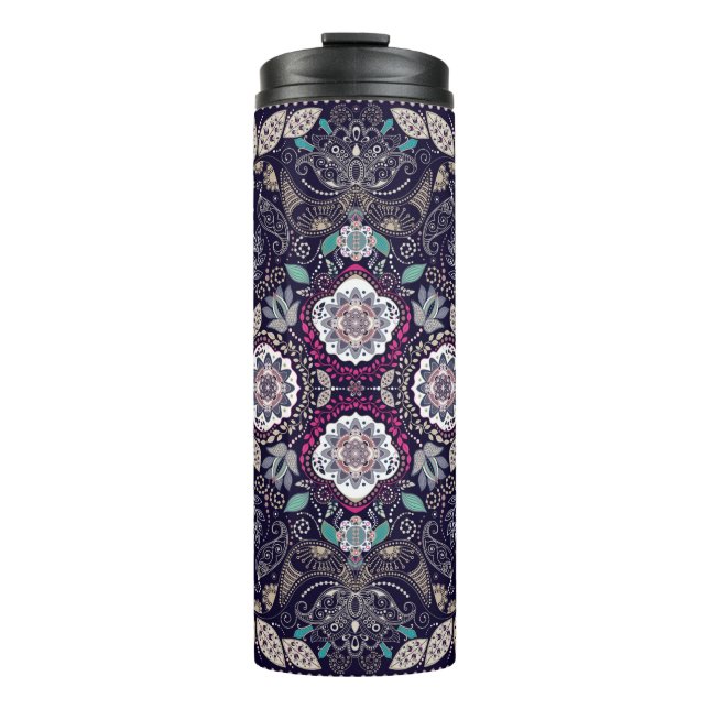 Paisley floral pattern thermal tumbler (Front)