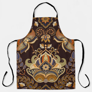 Paisley floral seamless pattern. Dark backdrop wit Apron