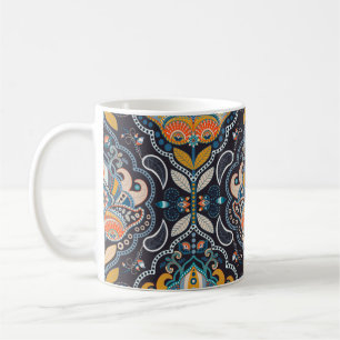 Paisley floral seamless pattern. Dark backdrop wit Coffee Mug