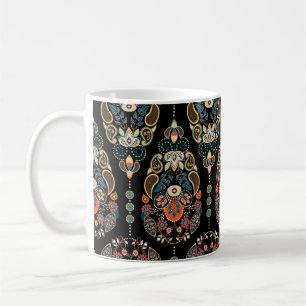 Paisley floral seamless pattern. Dark backdrop wit Coffee Mug