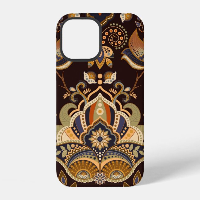 Paisley floral seamless pattern. Dark backdrop wit iPhone Case (Back)