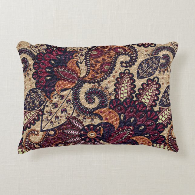 Paisley floral seamless pattern with decorative fl cushion (Front)